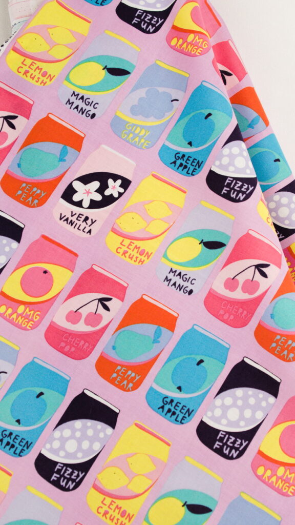 Tissu coton imprimé retro - Canettes de soda - au mètre - Atelier Inika
