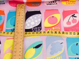 Tissu coton imprimé retro - Canettes de soda - au mètre - Atelier Inika