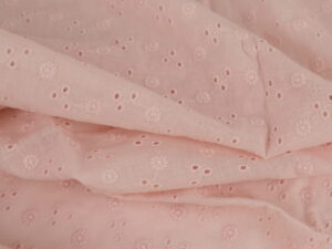 Tissu coton brodé rose au mètre - Atelier Inika