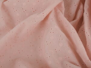 Tissu coton brodé rose au mètre - Atelier Inika