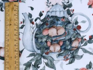 Tissu coton imprimé pour décoration chambre enfant - Théière de souris - Atelier Inika