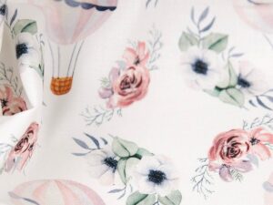 Tissu coton imprimé "Montgolfières" pour enfant au mètre - Atelier Inika