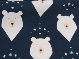 Tissu coton imprimé pour enfants au mètre - Ours polaire bleu marine - Atelier Inika