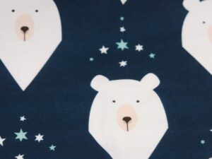 Tissu coton imprimé pour enfants au mètre - Ours polaire bleu marine - Atelier Inika