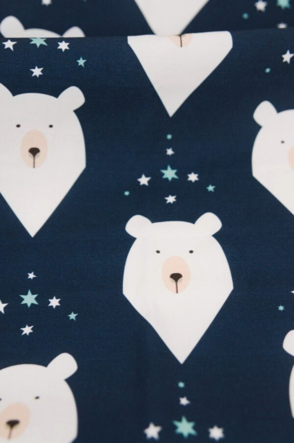 Tissu coton imprimé pour enfants au mètre - Ours polaire bleu marine - Atelier Inika