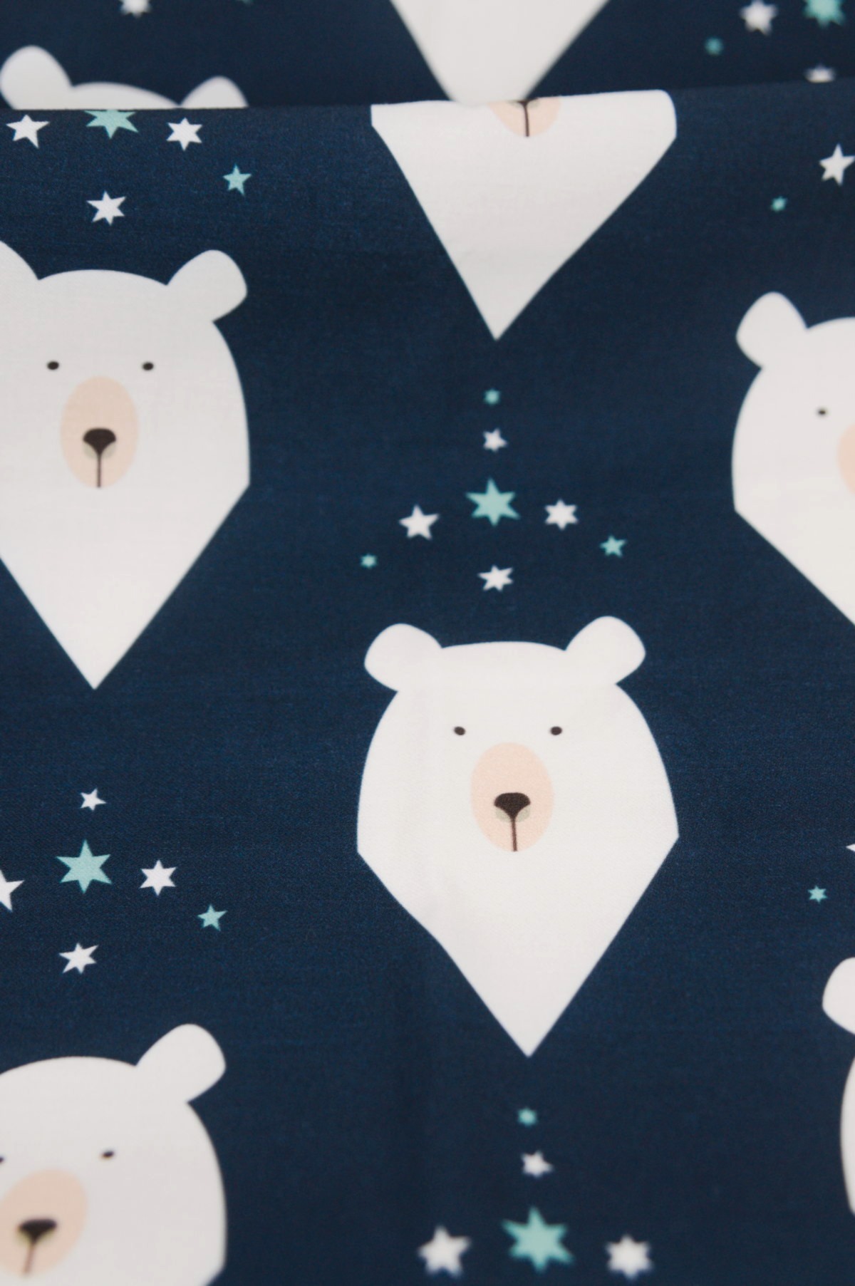 Tissu coton imprimé pour enfants au mètre - Ours polaire bleu marine - Atelier Inika
