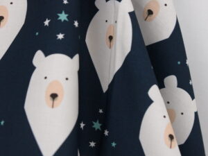 Tissu coton imprimé pour enfants au mètre - Ours polaire bleu marine - Atelier Inika