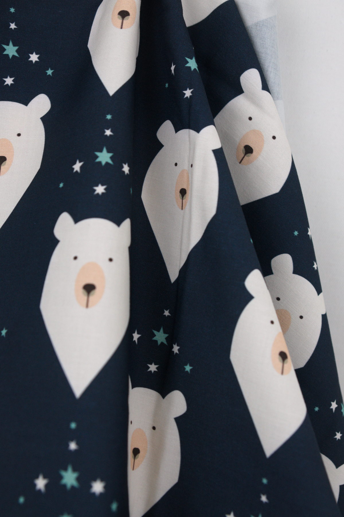 Tissu coton imprimé pour enfants au mètre - Ours polaire bleu marine - Atelier Inika