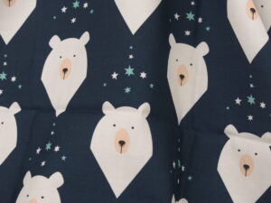 Tissu coton imprimé pour enfants au mètre - Ours polaire bleu marine - Atelier Inika