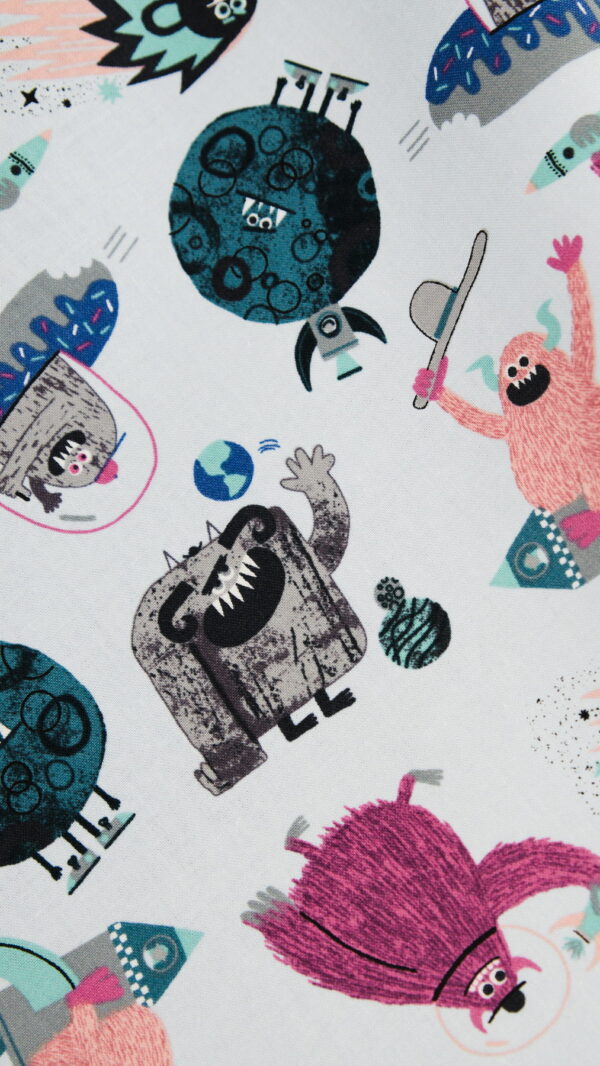 Tissu coton premium au mètre - imprimé enfant - monstres - Atelier Inika x Cotton & Steel