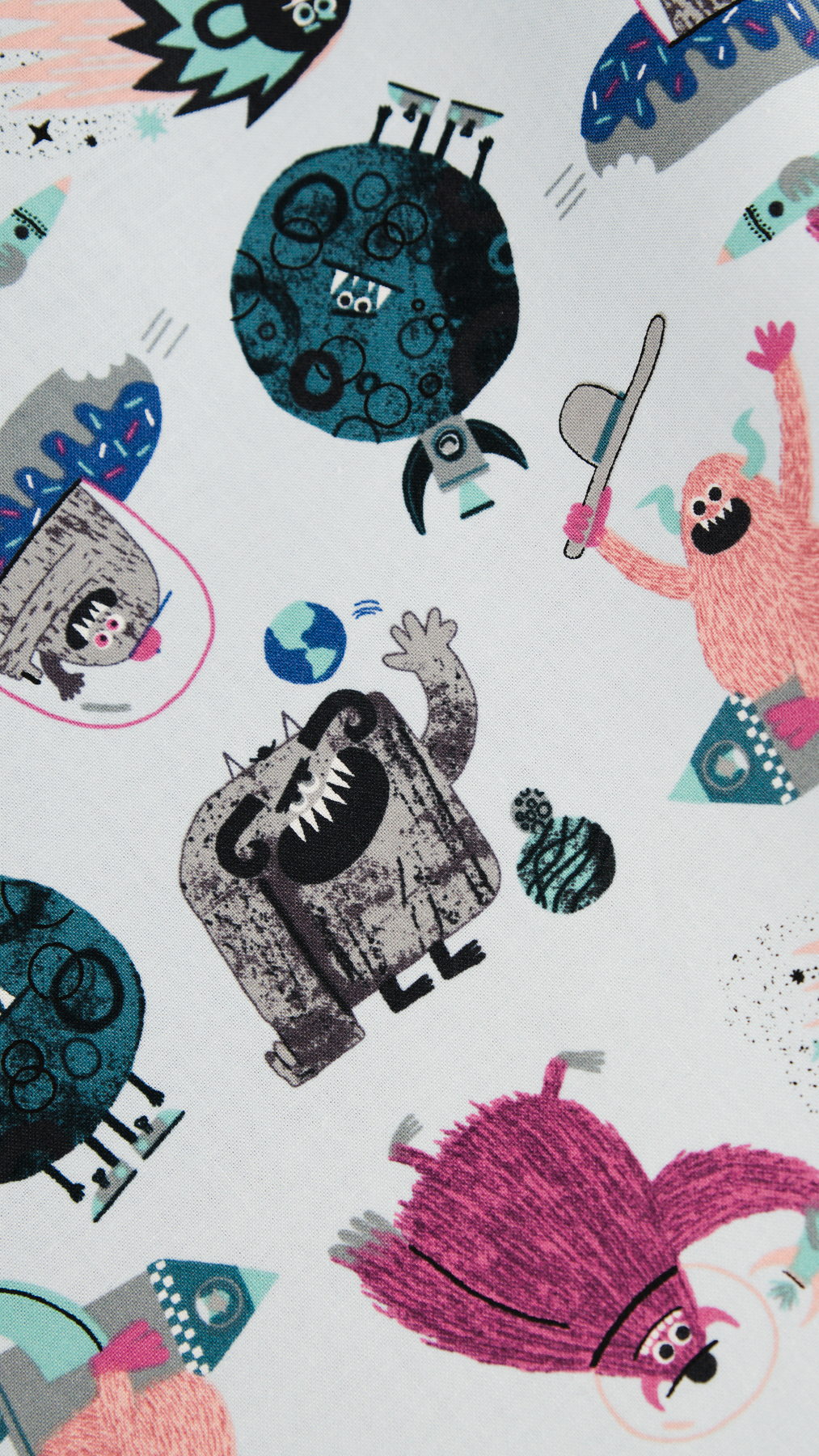 Tissu coton premium au mètre - imprimé enfant - monstres - Atelier Inika x Cotton & Steel
