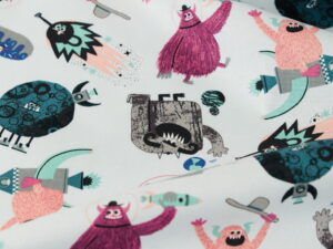 Tissu coton premium au mètre - imprimé enfant - monstres - Atelier Inika x Cotton & Steel