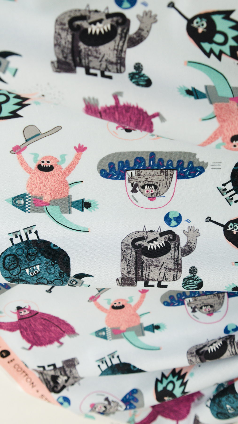 Tissu coton premium au mètre - imprimé enfant - monstres - Atelier Inika x Cotton & Steel