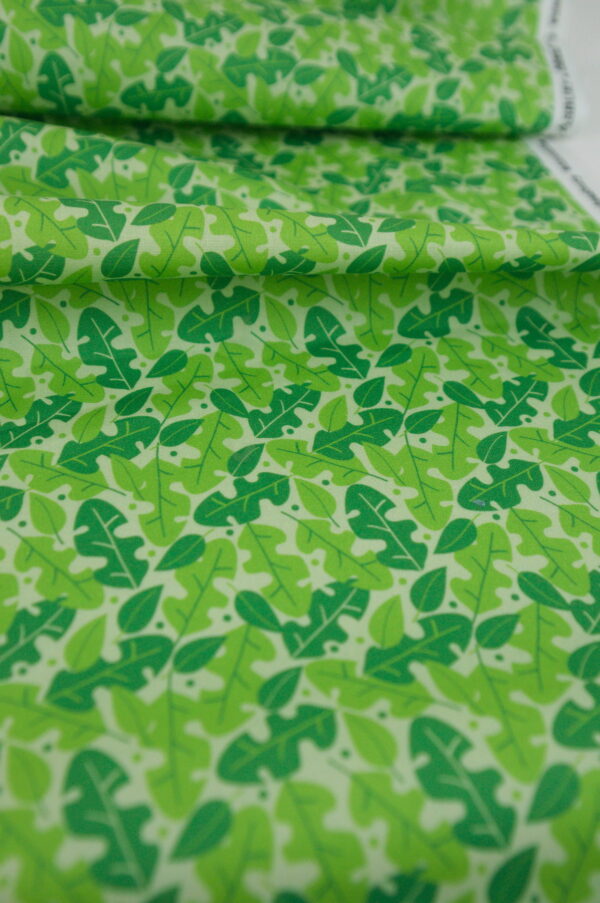 Tissu coton imprimé vert - Feuilles - Atelier Inika