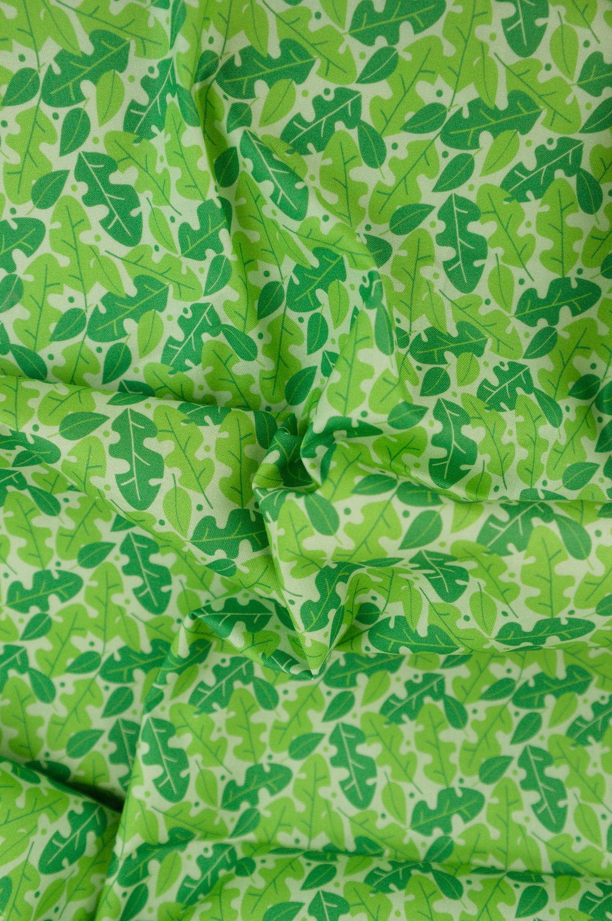 Tissu coton imprimé vert - Feuilles - Atelier Inika