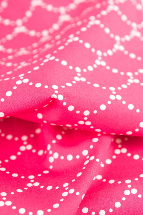 Tissu coton imprimé rose vif - motif ondulation graphique retro & vintage - Atelier inika