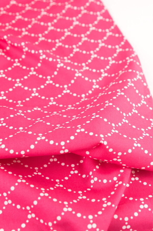 Tissu coton imprimé rose vif - motif ondulation graphique retro & vintage - Atelier inika