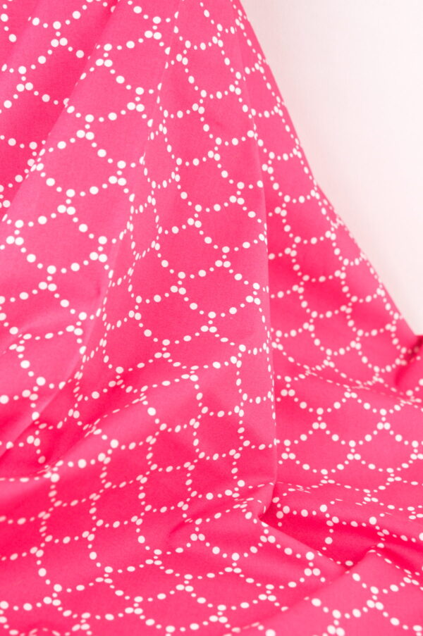 Tissu coton imprimé rose vif - motif ondulation graphique retro & vintage - Atelier inika