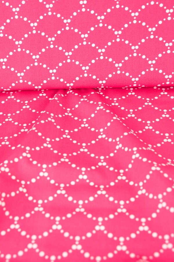 Tissu coton imprimé rose vif - motif ondulation graphique retro & vintage - Atelier inika
