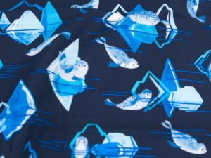 Tissu coton imprimé pour enfants au métre - phoques sur icebergs - Atelier Inika