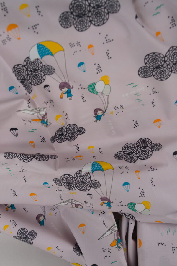 Tissu en coton au mètre - imprimé motif Montgolfière - pour enfant - Atelier Inika
