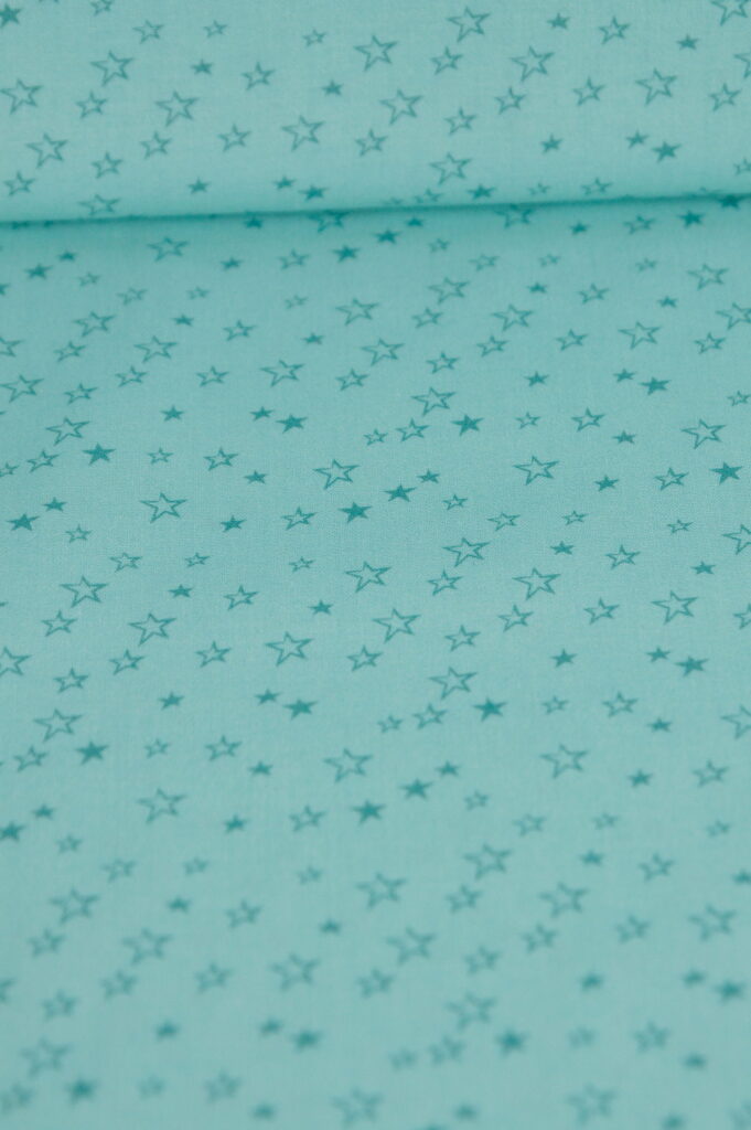 Tissu coton imprimé vert clair - étoiles - pour couture enfant | Atelier Inika