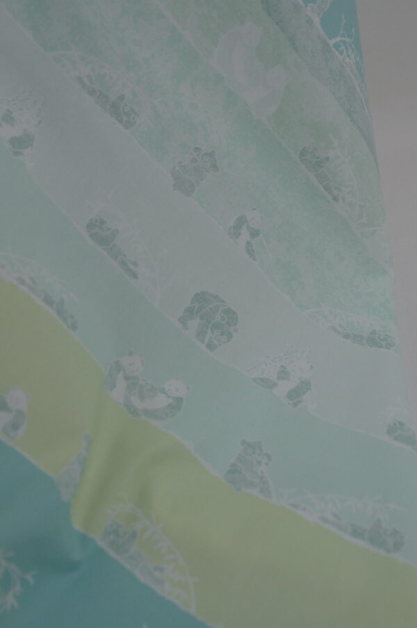 Tissu coton imprimé vert tendre - panda - pour enfants - Atelier Inika