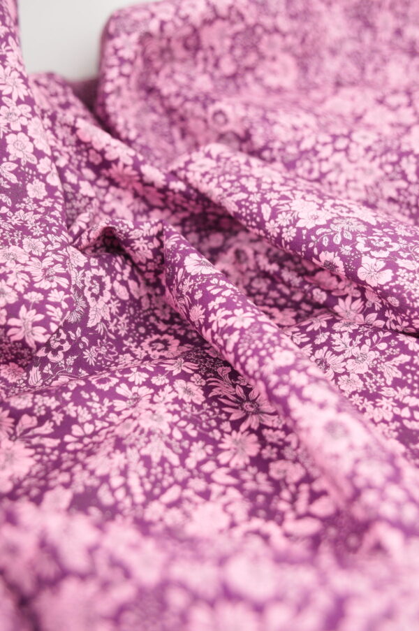 Tissu Liberty "Emily Pink Silhouette Flower" - Fuchsia, fleurs
