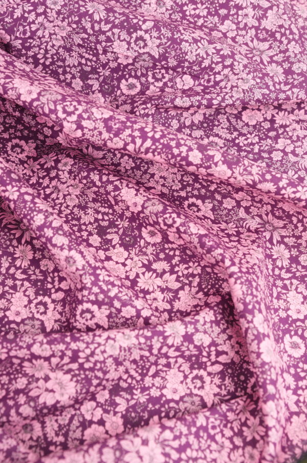Tissu Liberty "Emily Pink Silhouette Flower" - Fuchsia, fleurs