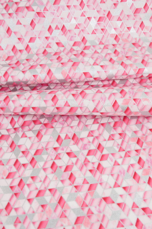 Tissu coton "Sweet Somethings" - Triangles métallisés roses