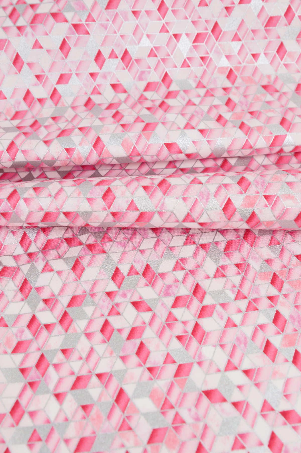 Tissu coton "Sweet Somethings" - Triangles métallisés roses