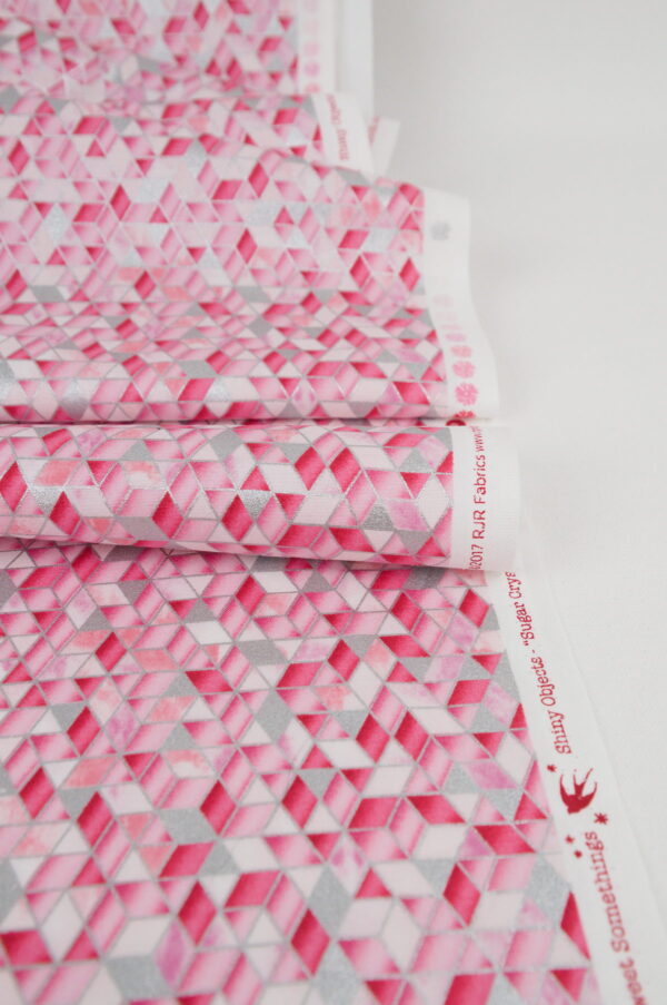 Tissu coton "Sweet Somethings" - Triangles métallisés roses