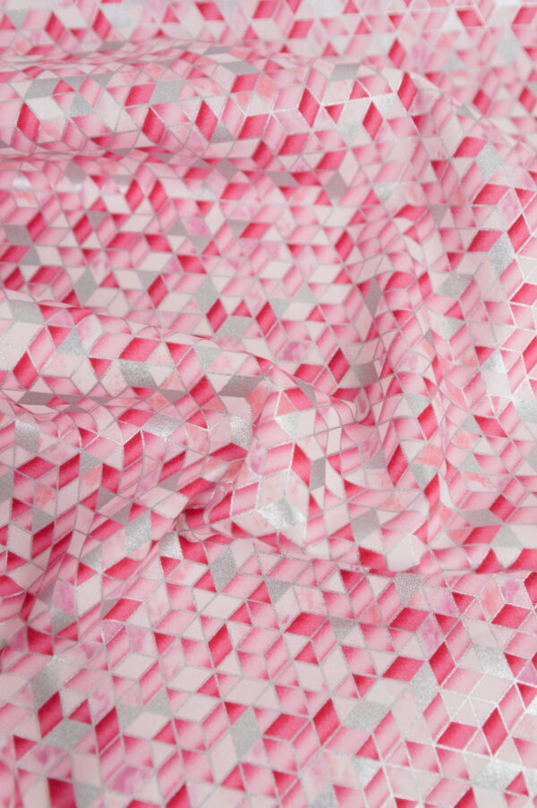 Tissu coton "Sweet Somethings" - Triangles métallisés roses
