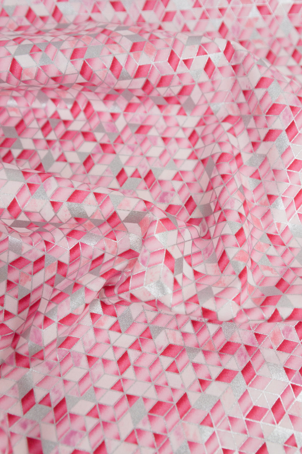 Tissu coton "Sweet Somethings" - Triangles métallisés roses