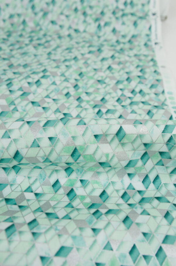 Tissu coton "Sweet Somethings" - Triangles métallisés verts