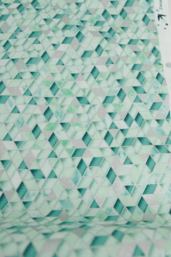 Tissu coton "Sweet Somethings" - Triangles métallisés verts