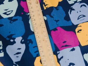 Tissu Alexander Henry coton premium - Nicole's Prints - Visages colorés fond noir