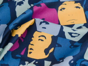 Tissu Alexander Henry coton premium - Nicole's Prints - Visages colorés fond noir
