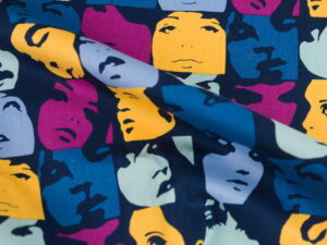 Tissu Alexander Henry coton premium - Nicole's Prints - Visages colorés fond noir