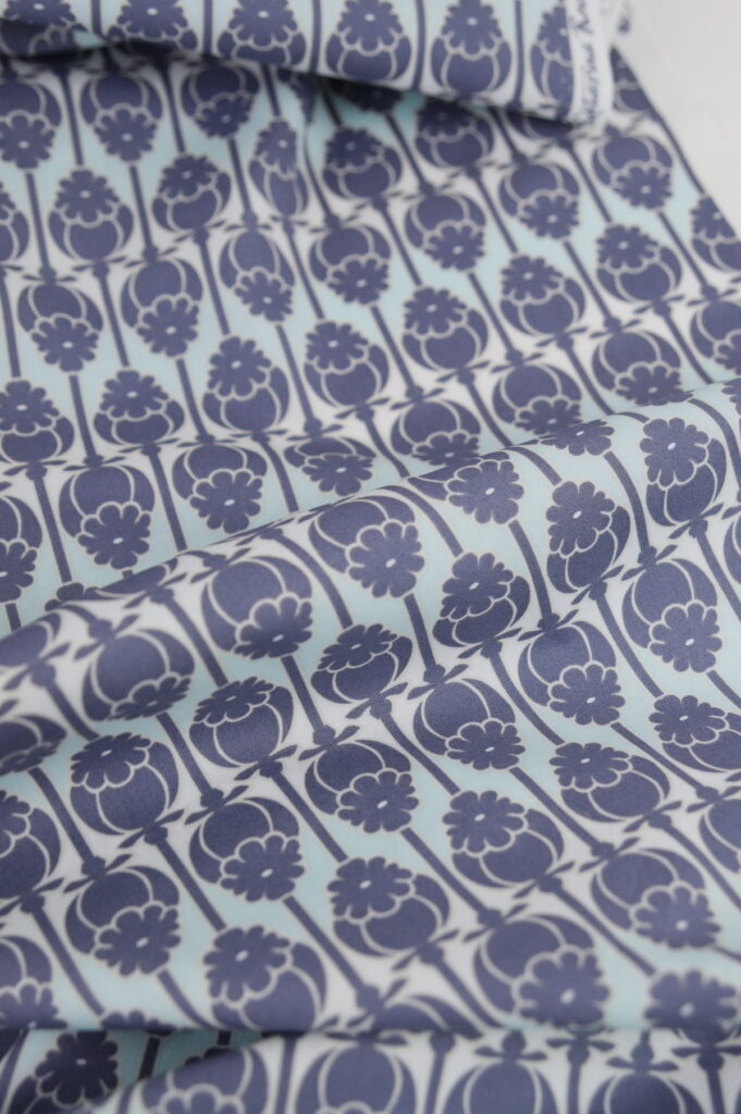 Tissu popeline de coton imprimé - motif cascade - vert menthe - Atelier Inika