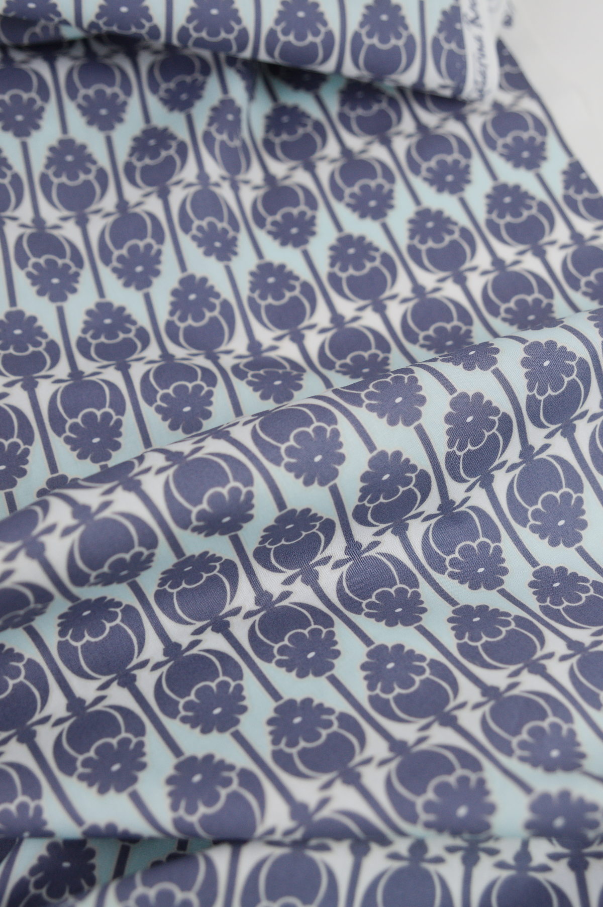 Tissu popeline de coton imprimé - motif cascade - vert menthe - Atelier Inika