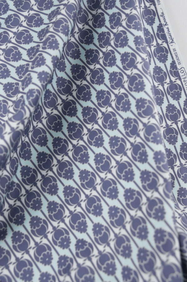 Tissu popeline de coton imprimé - motif cascade - vert menthe - Atelier Inika