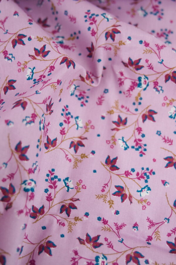 Tissu coton imprimé - fleurs délicats rose - Atelier Inika