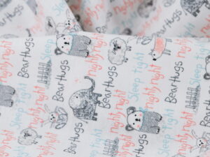 Tissu coton imprimé pour enfant - motif Ours sur fond blanc - Atelier Inika