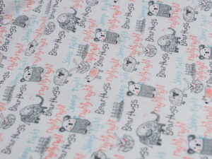 Tissu coton imprimé pour enfant - motif Ours sur fond blanc - Atelier Inika