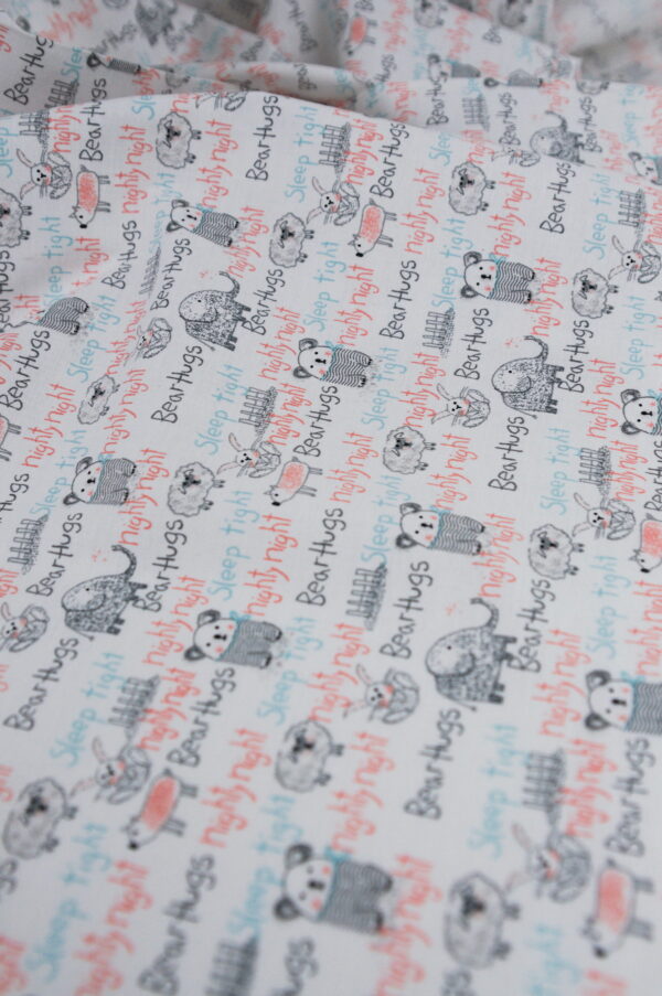 Tissu coton imprimé pour enfant - motif Ours sur fond blanc - Atelier Inika