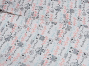 Tissu coton imprimé pour enfant - motif Ours sur fond blanc - Atelier Inika