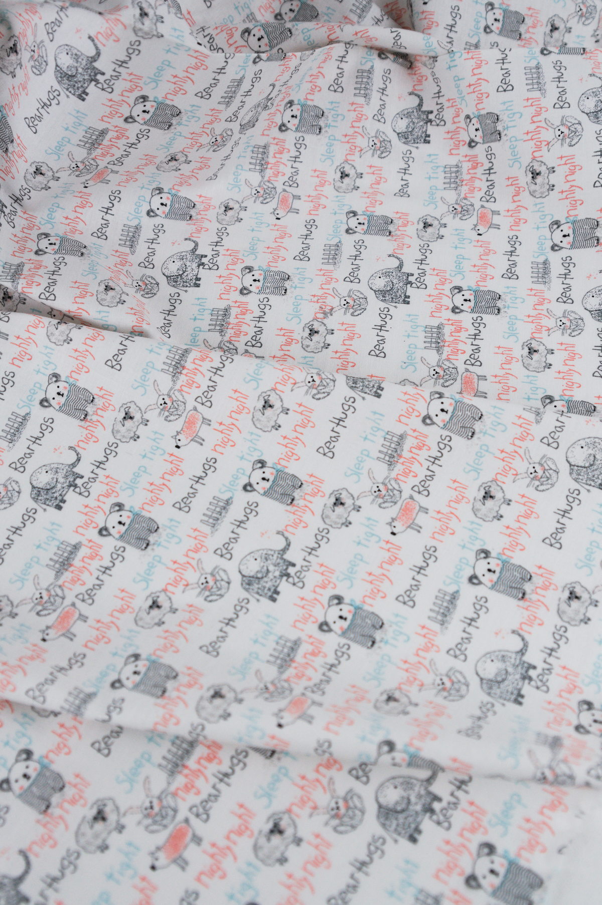 Tissu coton imprimé pour enfant - motif Ours sur fond blanc - Atelier Inika