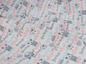 Tissu coton imprimé pour enfant - motif Ours sur fond blanc - Atelier Inika