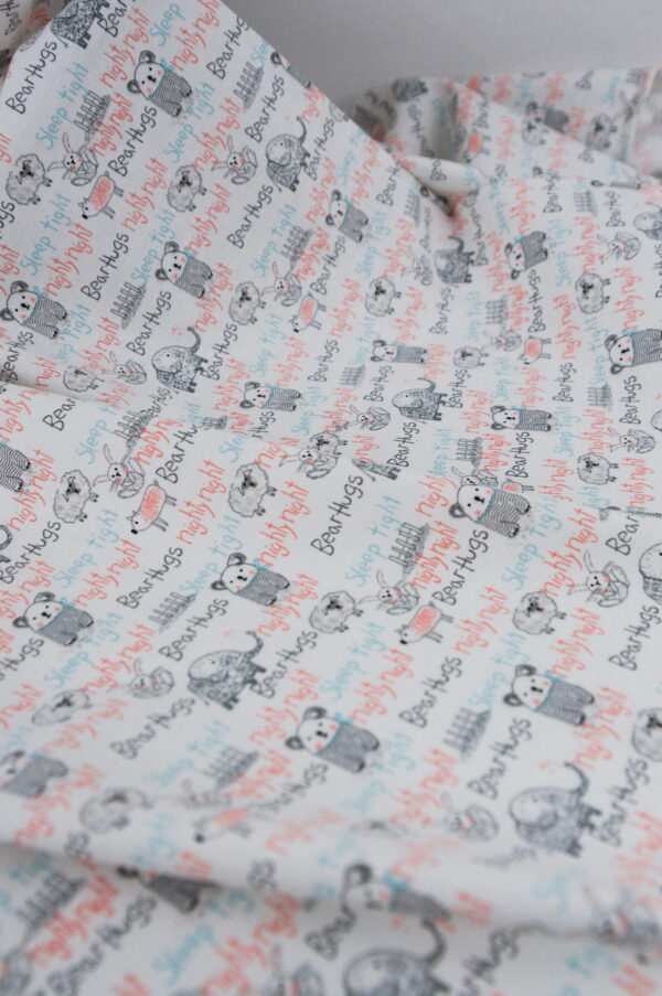 Tissu coton imprimé pour enfant - motif Ours sur fond blanc - Atelier Inika